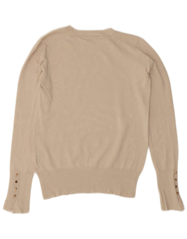 Zara Womens Boat Neck Jumper Sweater UK 10 Small Beige Viscose