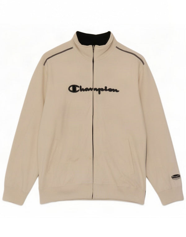 Champion Mens Graphic Tracksuit Top Jacket XL White Cotton