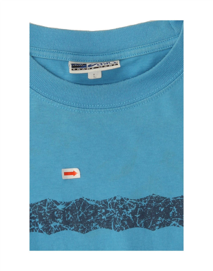 ASICS Mens Graphic T-Shirt Top Large Blue Cotton Vintage Asics and Second-Hand Asics from Messina Hembry 