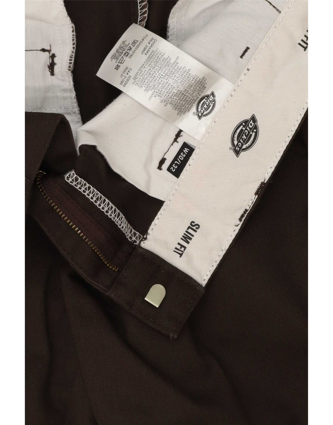 Dickies Mens Slim Fit Chino Trousers W30 L32 Brown Polyester