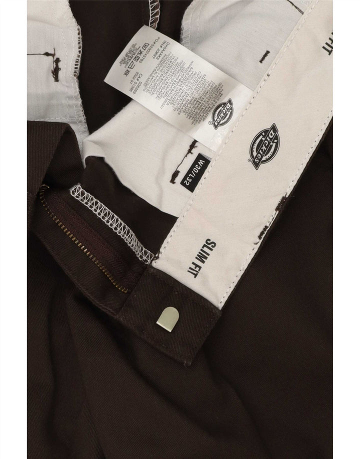 Dickies Mens Slim Fit Chino Trousers W30 L32 Brown Polyester