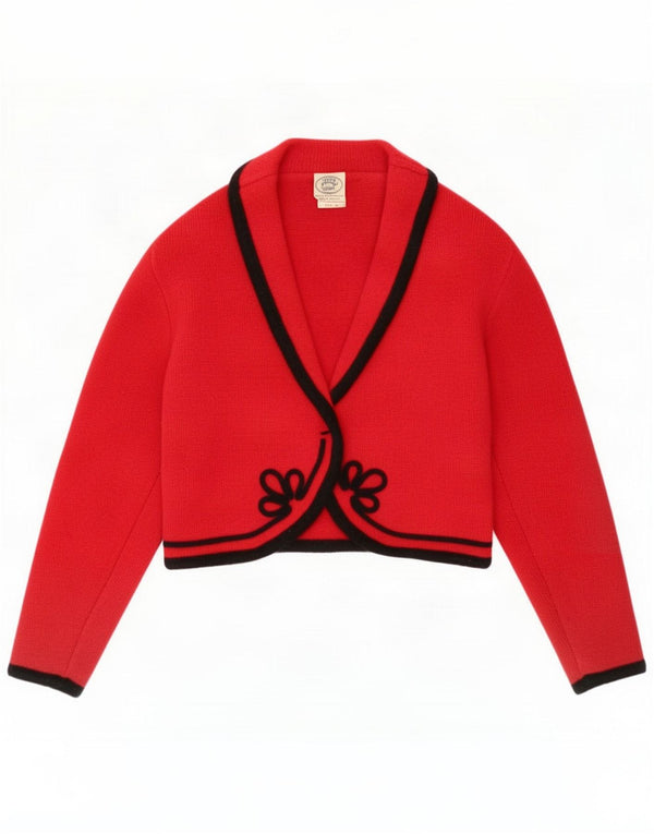 Laura Ashley Womens Cardigan Sweater UK 16 Large Red Floral Wool