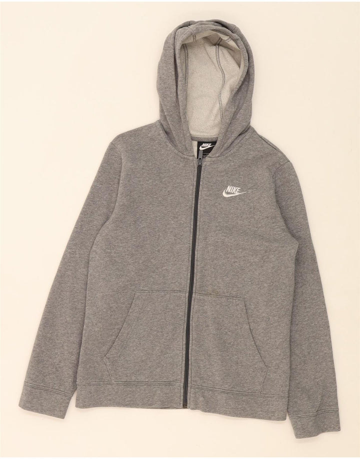 NIKE Boys Zip Hoodie Sweater 12-13 Years Large  Grey Cotton Vintage Nike and Second-Hand Nike from Messina Hembry 