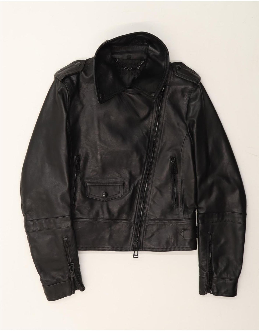 Belstaff Womens Leather Biker Jacket IT 38 XS Black