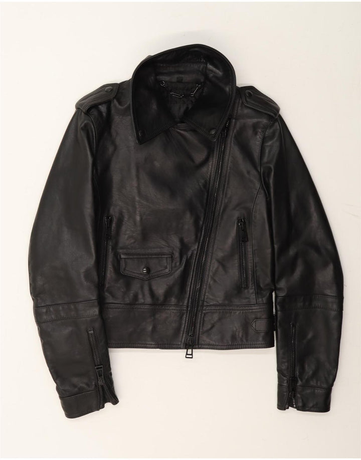 Belstaff Womens Leather Biker Jacket IT 38 XS Black