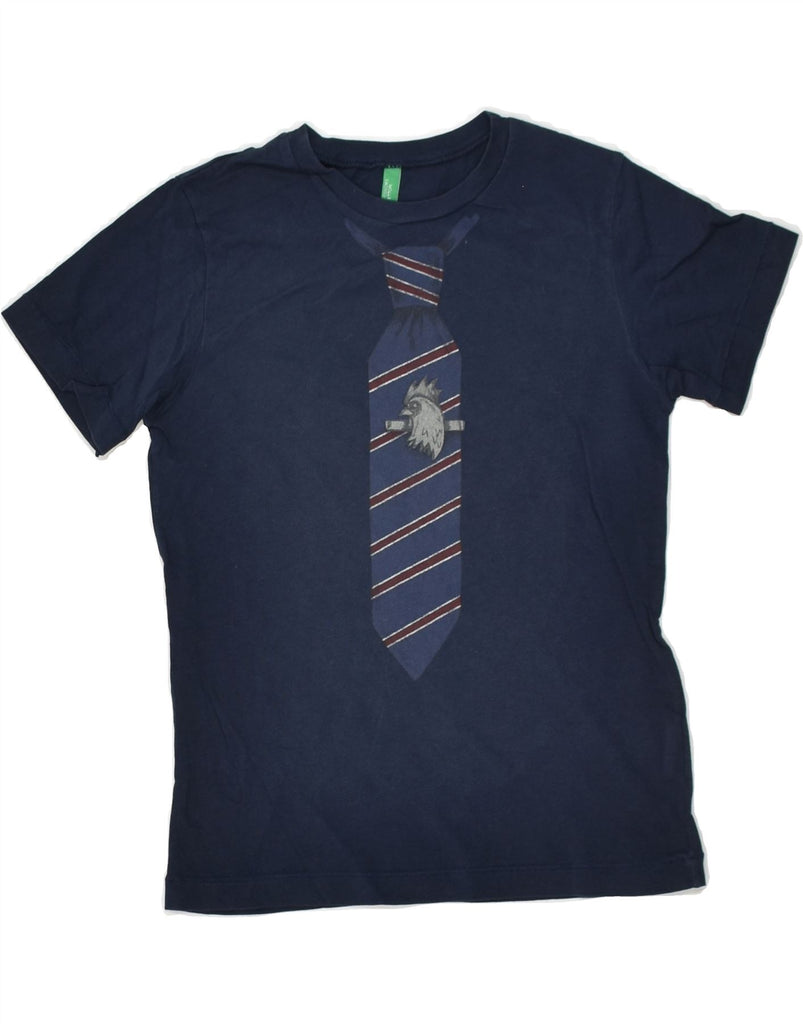 BENETTON Boys Graphic T-Shirt Top 6-7 Years Small  Navy Blue Cotton | Vintage Benetton | Thrift | Second-Hand Benetton | Used Clothing | Messina Hembry 