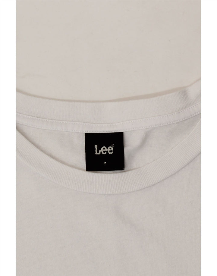 LEE Mens Graphic T-Shirt Top Medium White Cotton Vintage Lee and Second-Hand Lee from Messina Hembry 