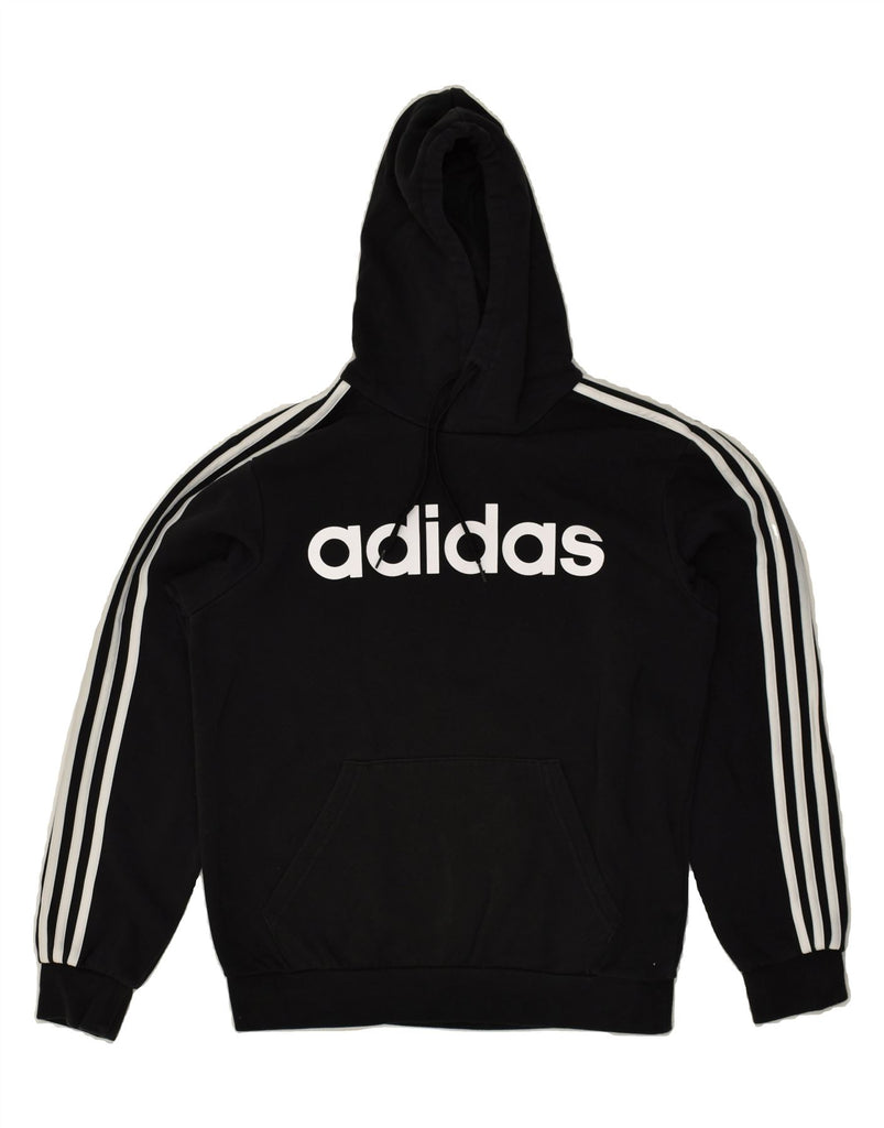 ADIDAS Mens Graphic Hoodie Jumper Medium Black Cotton | Vintage Adidas | Thrift | Second-Hand Adidas | Used Clothing | Messina Hembry 