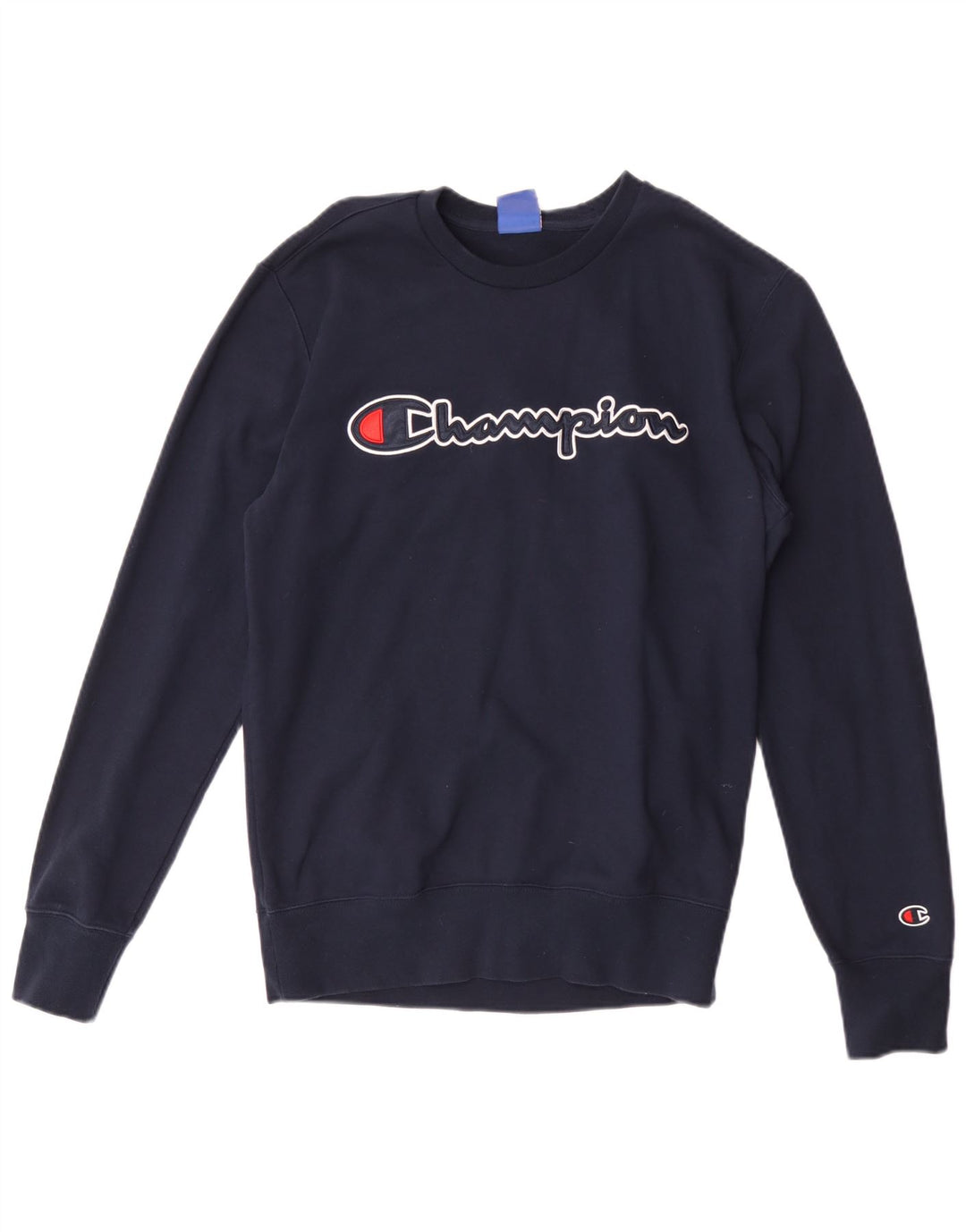 Champion Mens Graphic Sweatshirt Jumper Medium Navy Blue Cotton