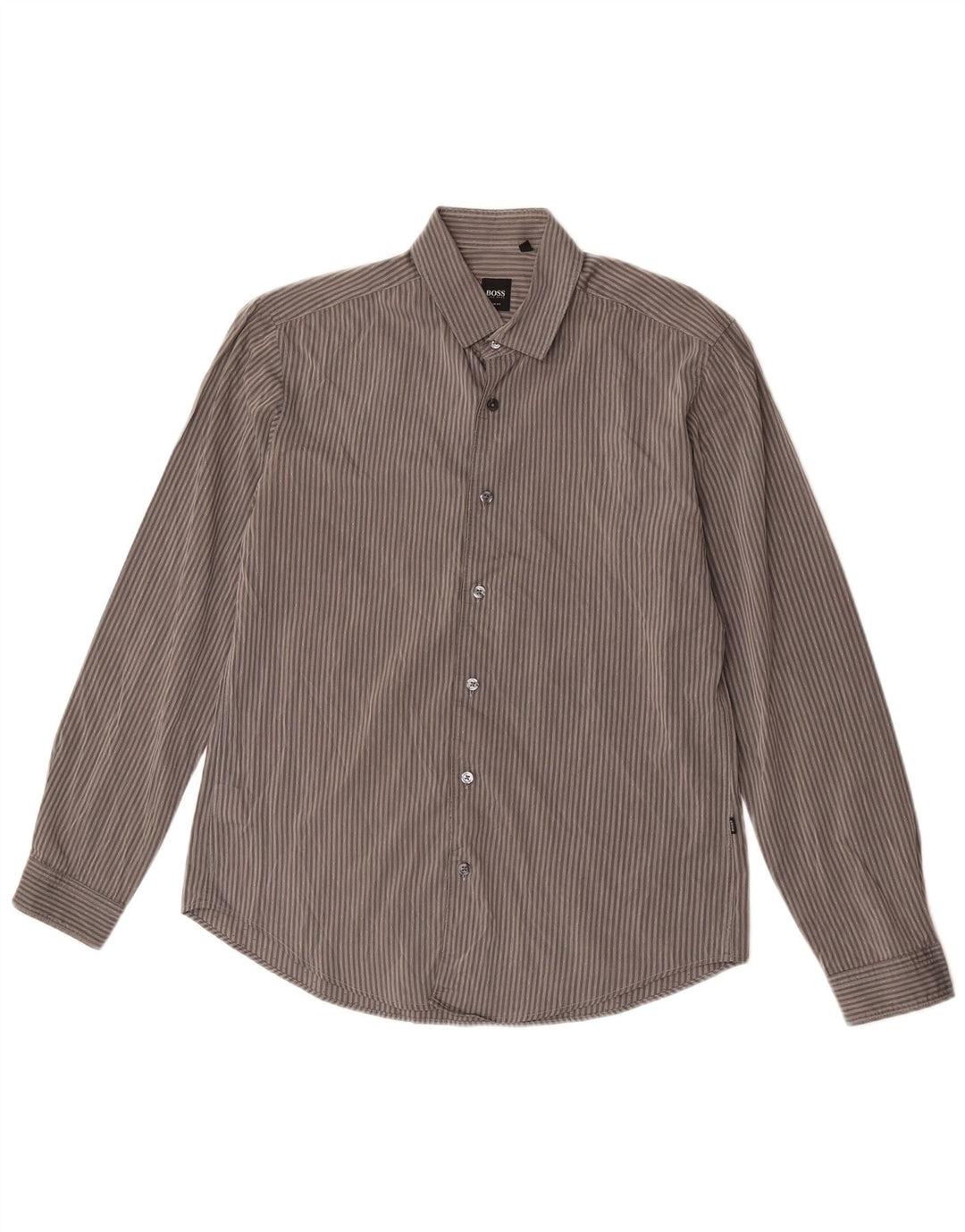 Hugo Boss Mens Slim Fit Shirt Medium Grey Pinstripe Cotton