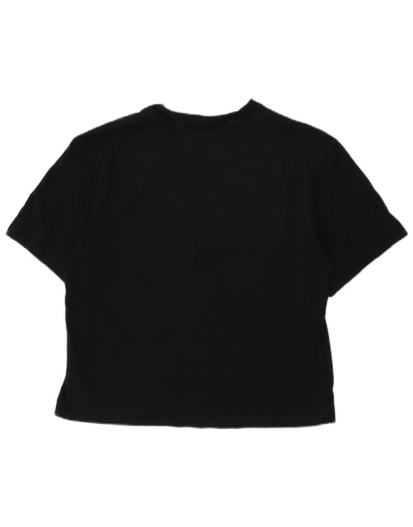 Nike Womens Crop Oversized Graphic T-Shirt Top UK 6 XS Black Cotton