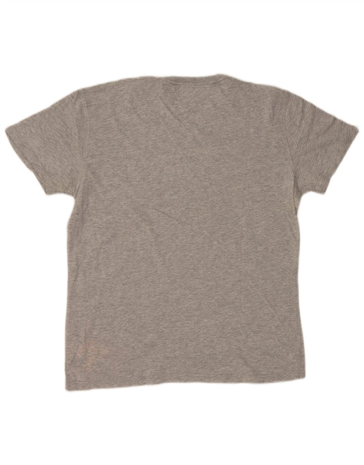 TOMMY HILFIGER Womens T-Shirt Top UK 14 Medium Grey Cotton