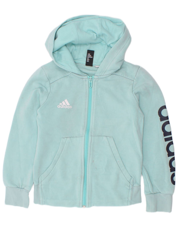 Adidas Girls Graphic Zip Hoodie Sweater 5-6 Years Blue