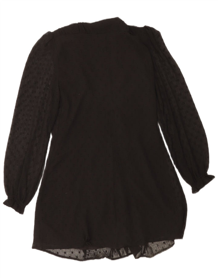 Zara Womens Long Sleeve Tunic Dress UK 10 Small Black Spotted Polyester