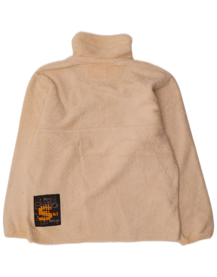 Bailo Mens Graphic Zip Neck Fleece Jumper Large Off White Polyester