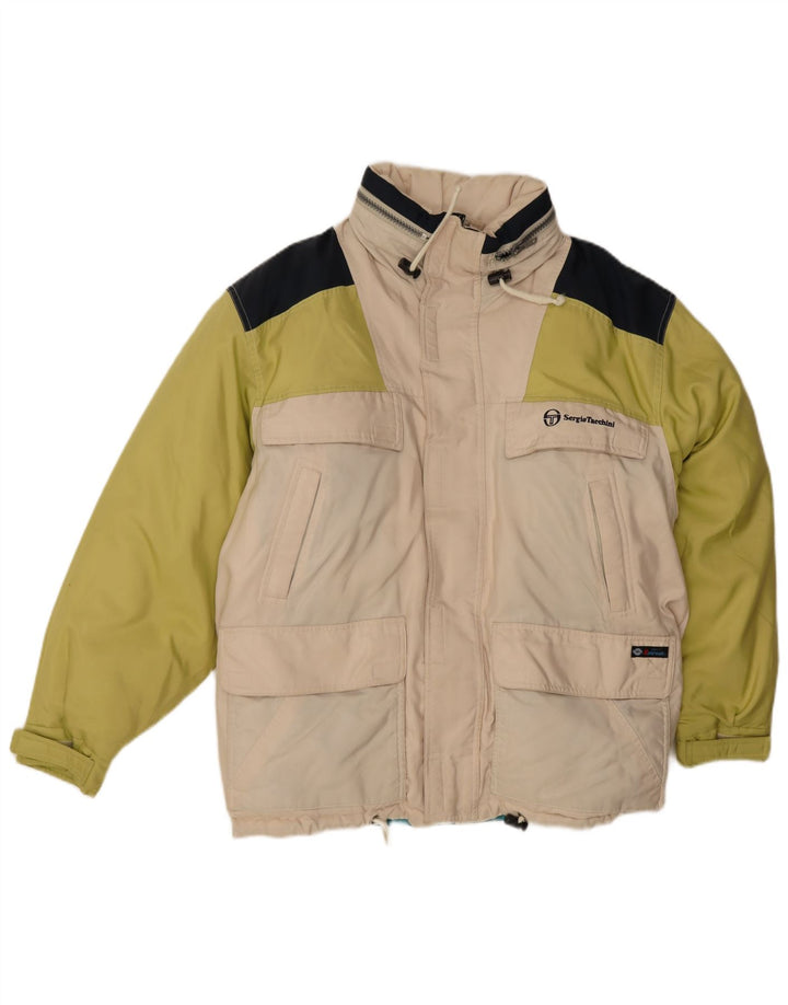 Sergio Tacchini Mens Padded Jacket UK 38 Medium Off White Colourblock