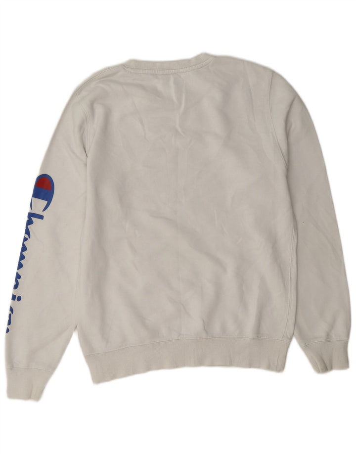 Champion Mens Graphic Sweatshirt Jumper Small White Cotton