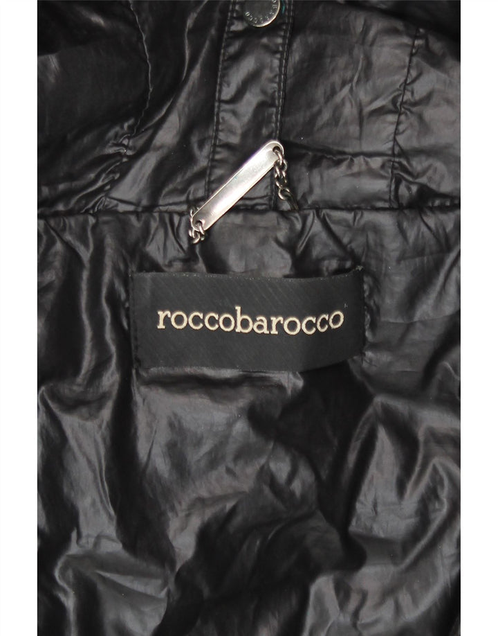 Roccobarocco Womens Hooded Padded Jacket IT 44 Medium Black Polyester
