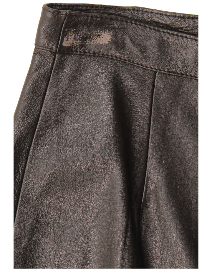 VINTAGE Womens Leather Skirt IT 44 Medium W28  Black Leather