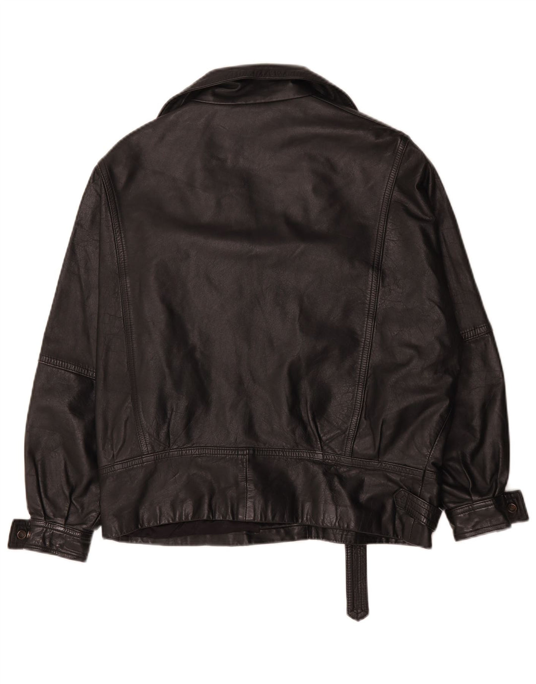 Vintage Womens Oversized Leather Biker Jacket UK 14 Large  Black Leather