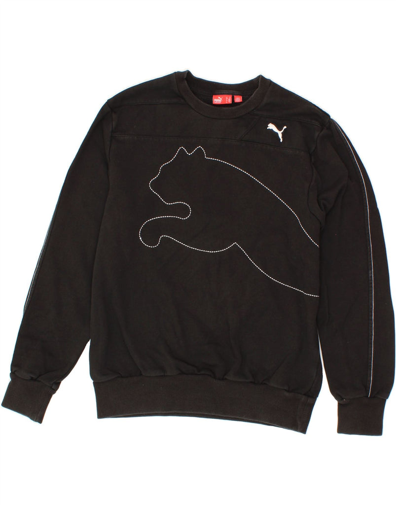 PUMA Womens Graphic Sweatshirt Jumper UK 12 Medium Black Cotton Vintage Puma and Second-Hand Puma from Messina Hembry 