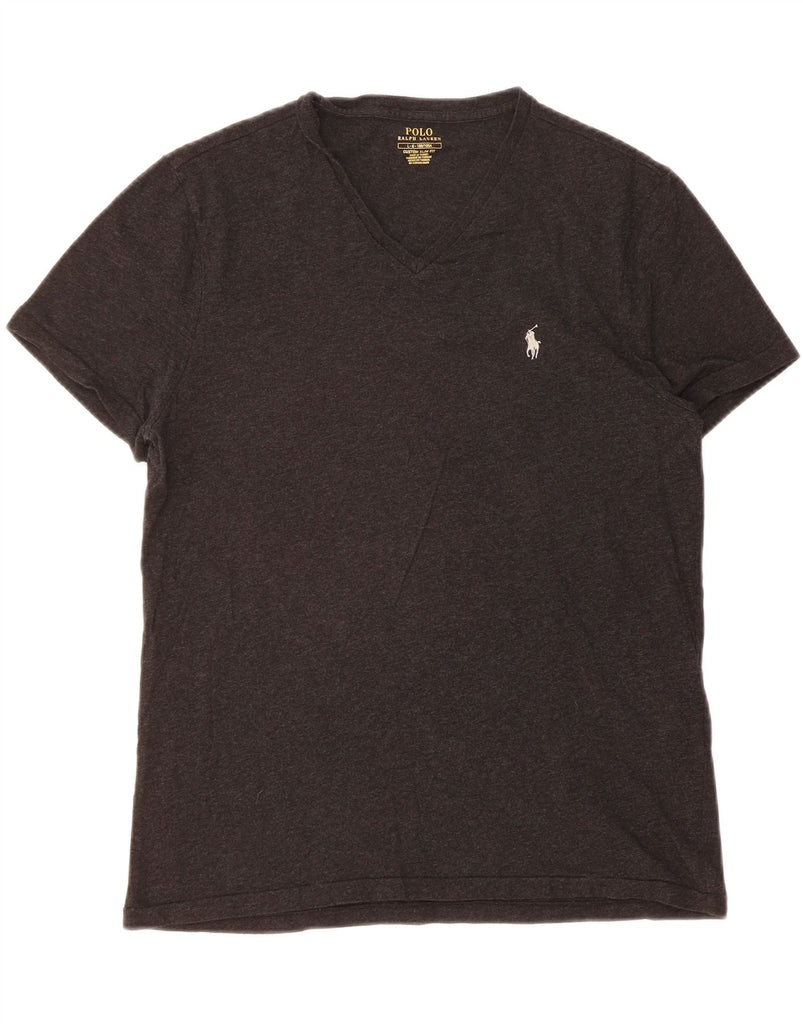 POLO RALPH LAUREN Mens Custom Slim Fit T-Shirt Top Large Grey Cotton Vintage Polo Ralph Lauren and Second-Hand Polo Ralph Lauren from Messina Hembry 