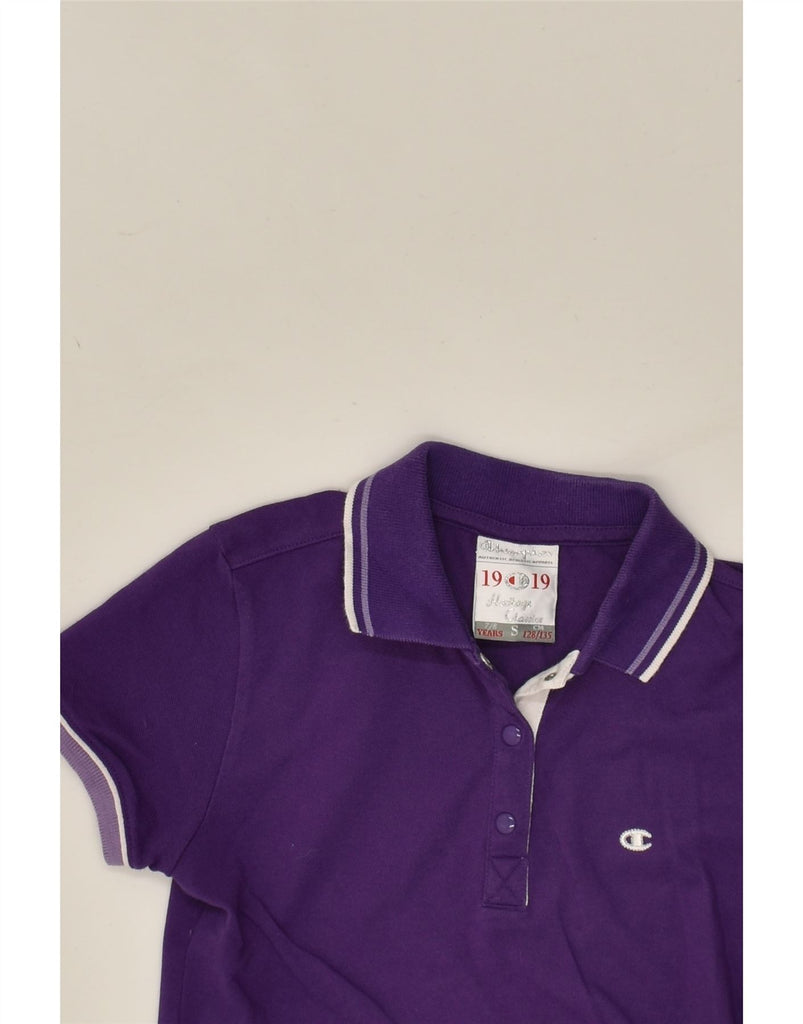 CHAMPION Girls Polo Shirt 7-8 Years Small Purple Cotton | Vintage Champion | Thrift | Second-Hand Champion | Used Clothing | Messina Hembry 