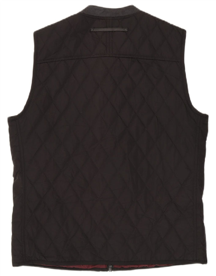 Zara Mens Quilted Gilet UK 40 Large Black Polyester
