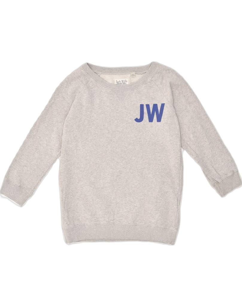 JACK WILLS Womens Oversized Graphic Sweatshirt Jumper UK 10 Small Grey | Vintage Jack Wills | Thrift | Second-Hand Jack Wills | Used Clothing | Messina Hembry 