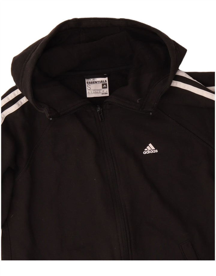 Adidas Womens Climalite Zip Hoodie Sweater UK 8/10 Small Black Cotton