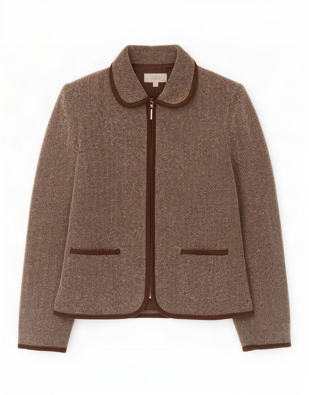 Marks & Spencer Womens Blazer Jacket UK 10 Small Brown Herringbone
