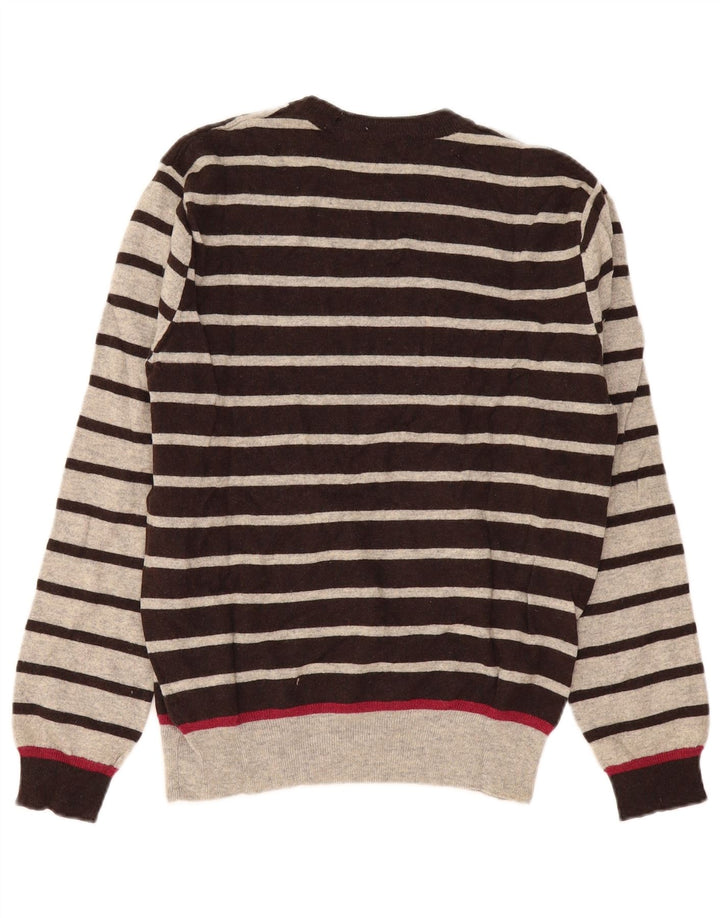 Invicta Mens Crew Neck Jumper Sweater Large Grey Striped Wool