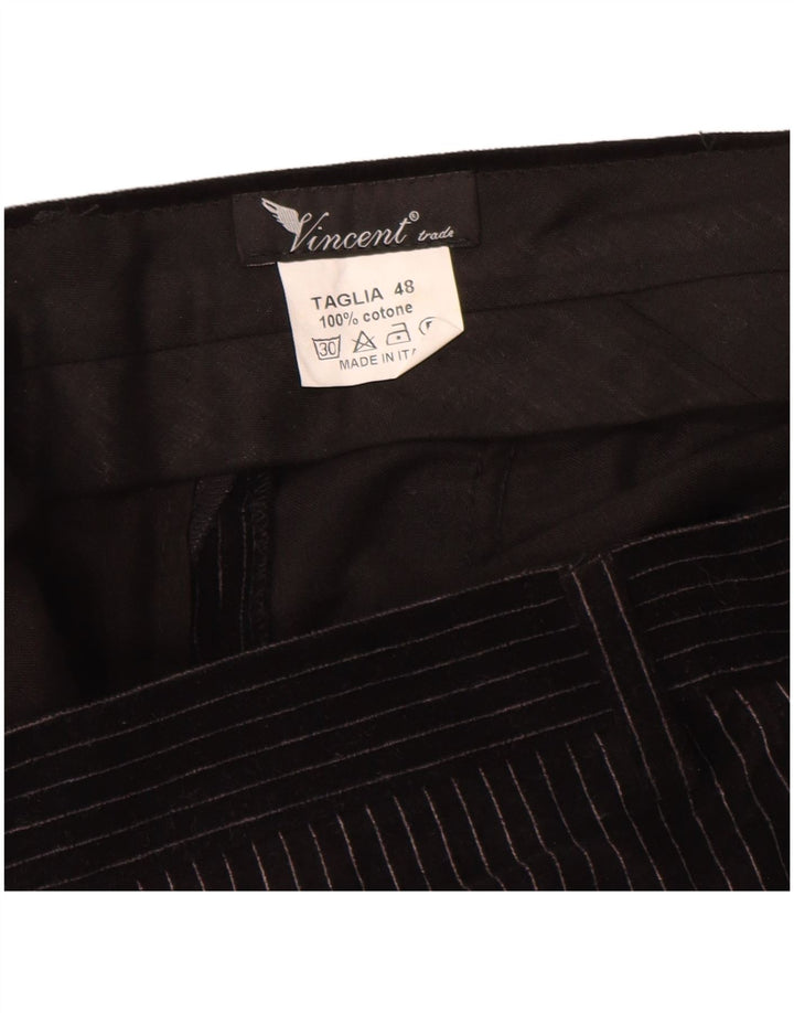 Vincent Mens 2 Button 2 Piece Suit IT 48 Medium W30 L32 Black Pinstripe