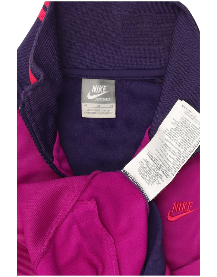 NIKE Womens Tracksuit Top Jacket UK 12 Medium Purple Colourblock Polyester