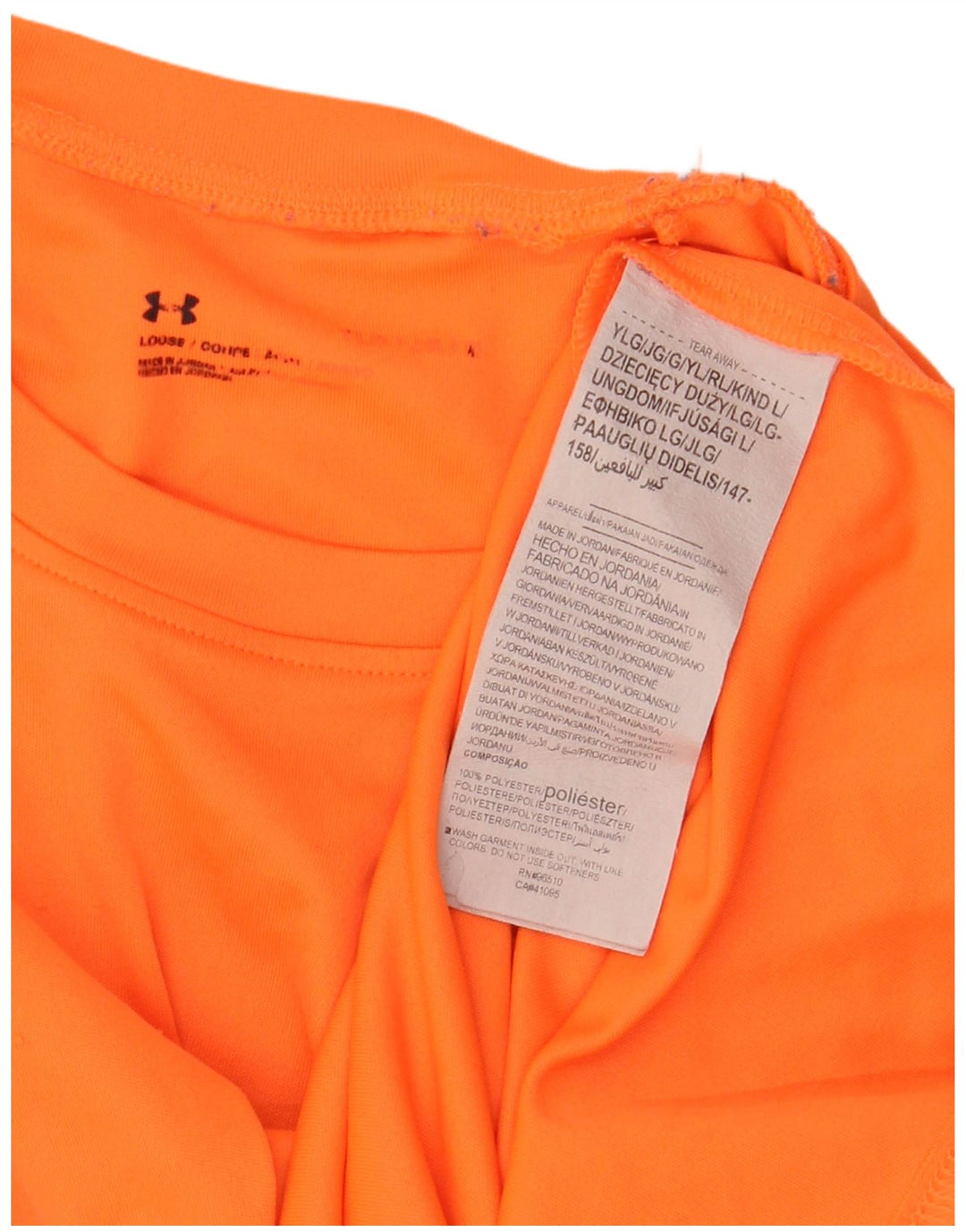 UNDER ARMOUR Boys T-Shirt Top 11-12 Years Large Orange Polyester