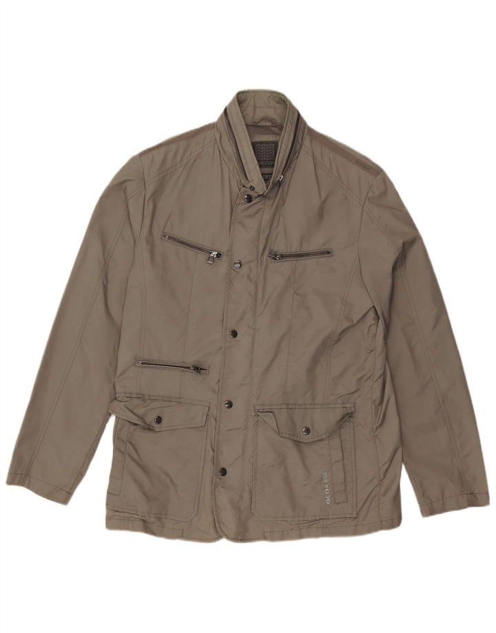 Geox Mens Hooded Utility Jacket UK 42 XL Grey Polyamide