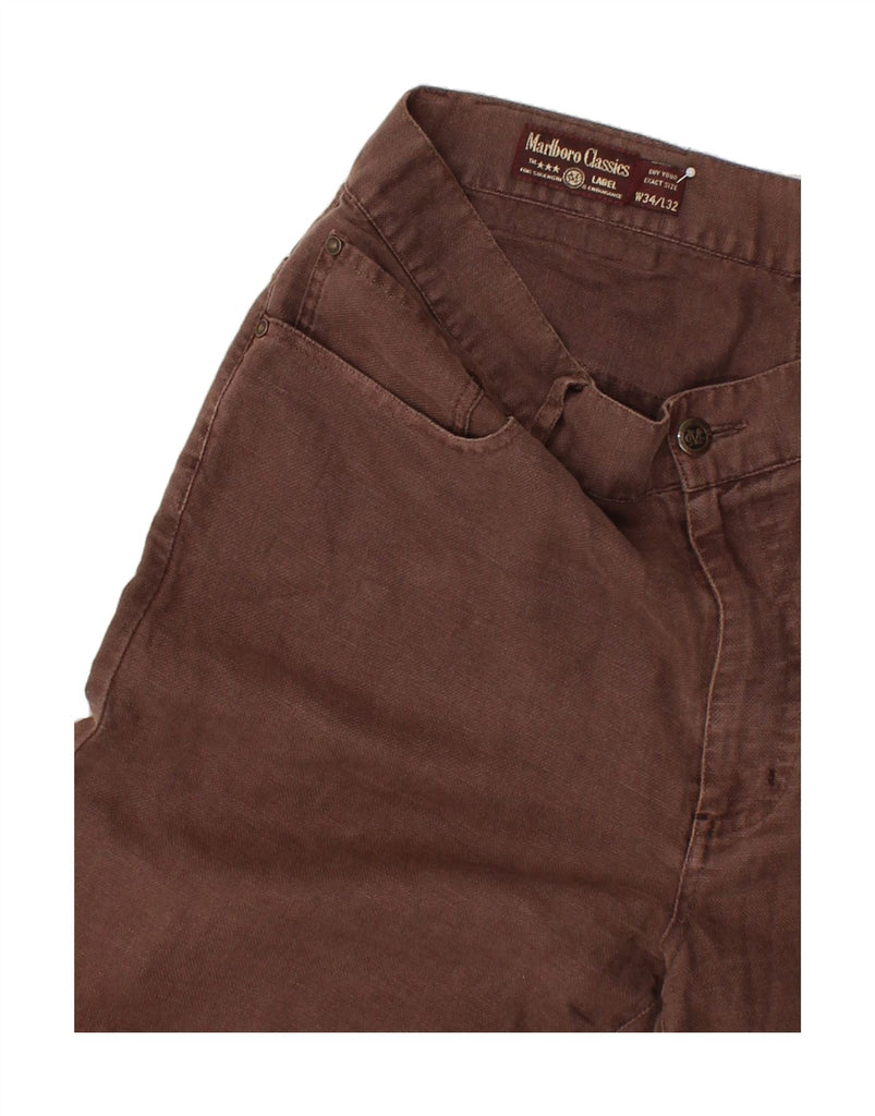 MARLBORO CLASSICS Mens Straight Casual Trousers W34 L26 Brown Cotton | Vintage Marlboro Classics | Thrift | Second-Hand Marlboro Classics | Used Clothing | Messina Hembry 