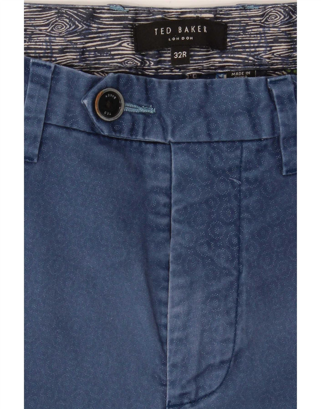 Ted Baker Mens Chino Shorts W32 Medium Blue Geometric Cotton