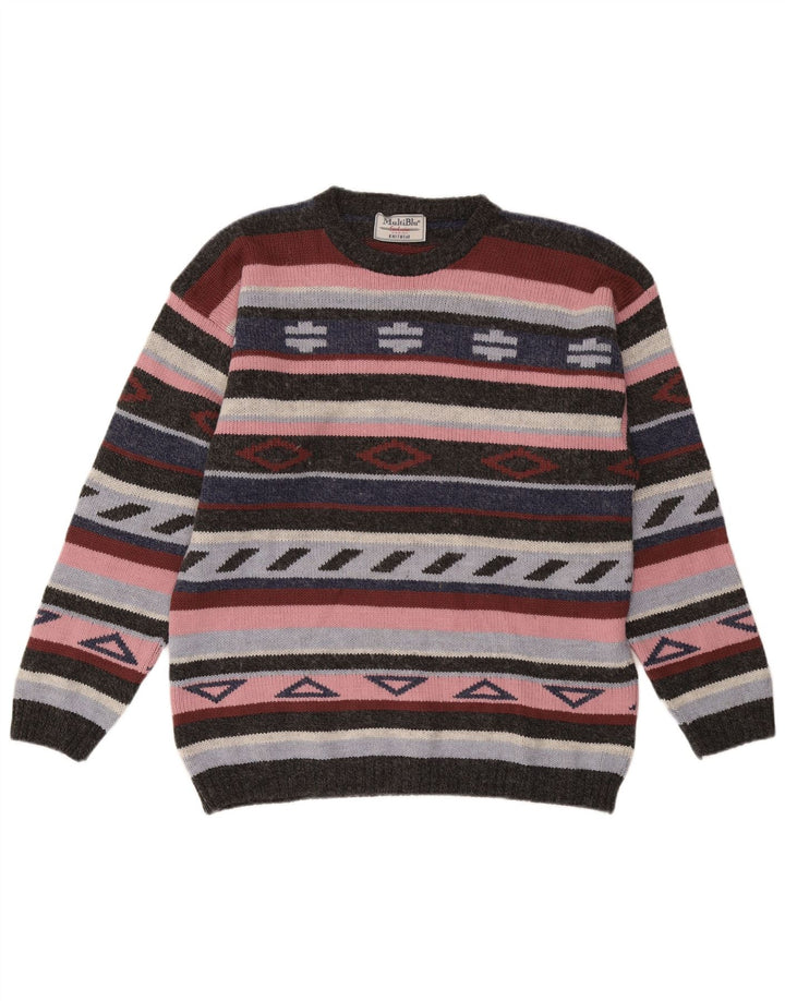 MULTIBLU Womens Crew Neck Jumper Sweater UK 18 XL Multicoloured Aztec