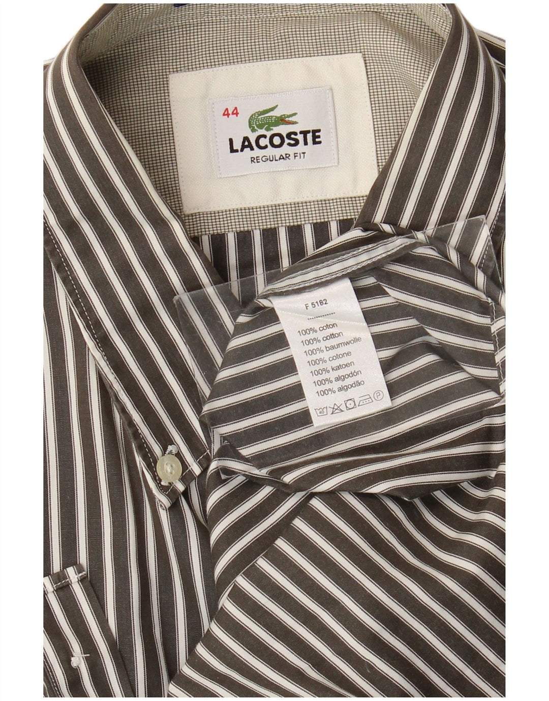 Lacoste Mens Regular Fit Shirt Size 44 XL Grey Pinstripe Cotton