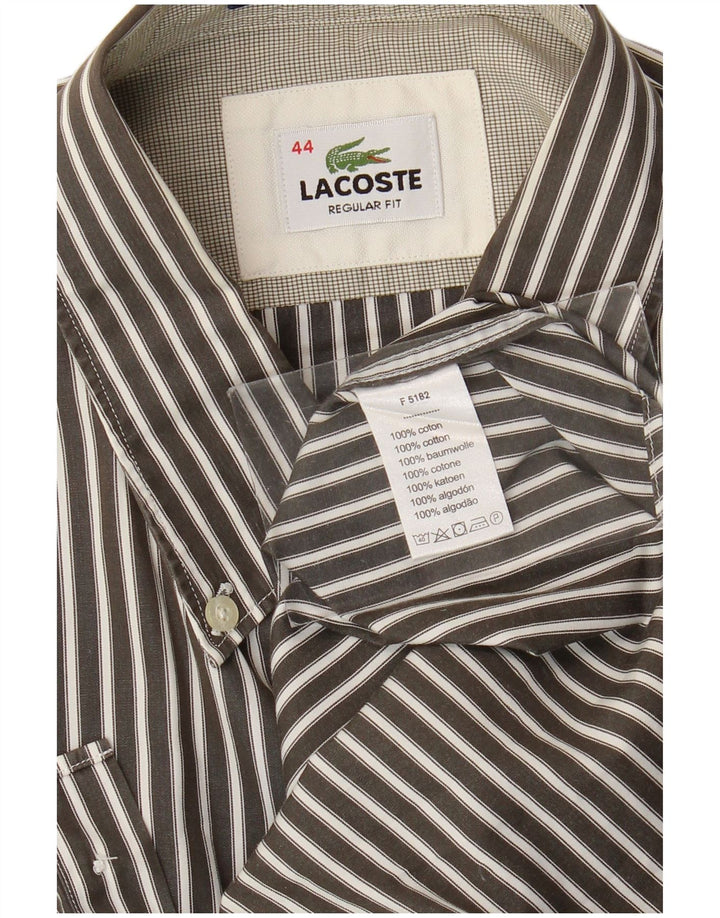 Lacoste Mens Regular Fit Shirt Size 44 XL Grey Pinstripe Cotton