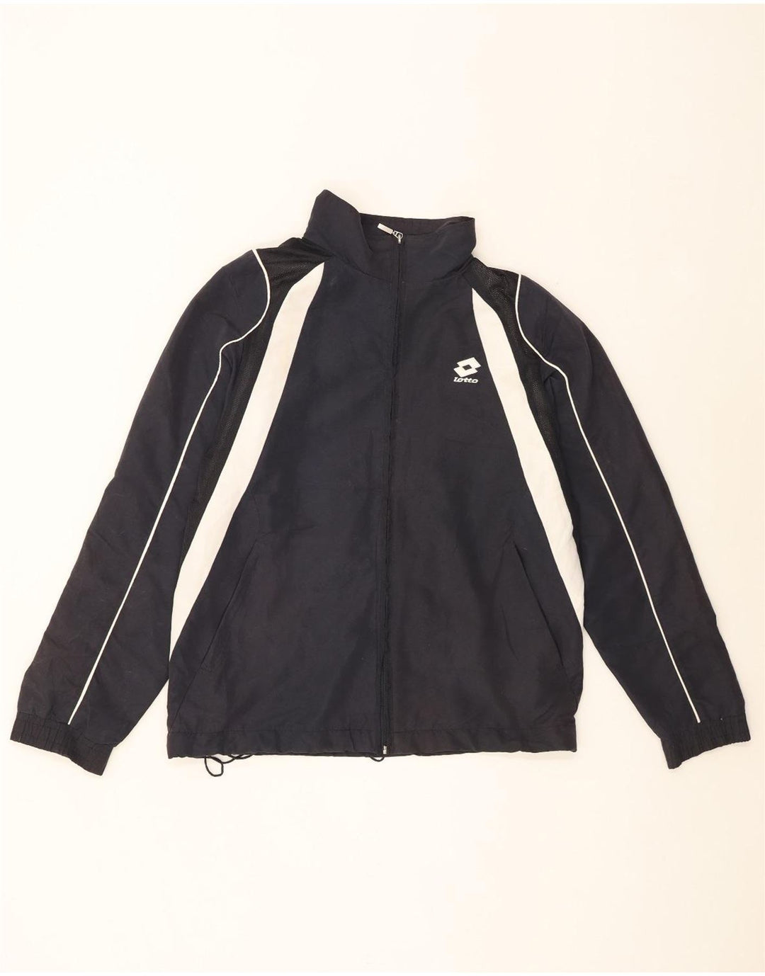 Lotto Mens Tracksuit Top Jacket Large Black Colourblock Polyester