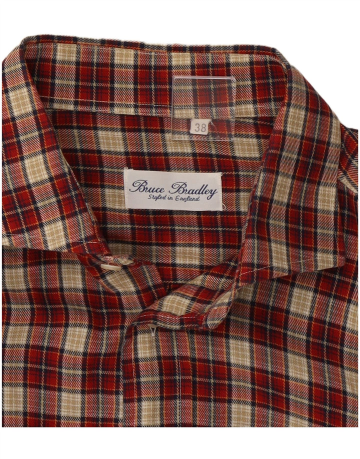 VINTAGE Mens Flannel Shirt Size 38 Medium Red Check Cotton