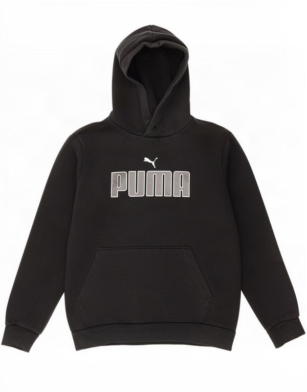 Puma Womens Graphic Oversized Hoodie Jumper UK 10 Small Black Cotton