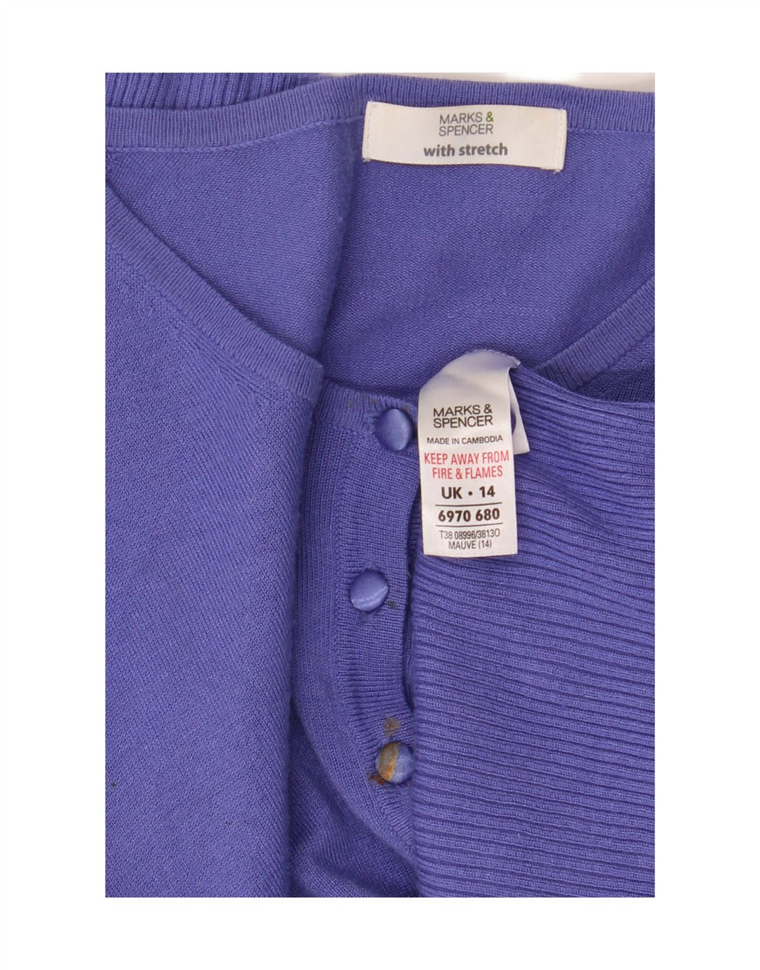 Marks & Spencer Womens Crop Cardigan Sweater UK 14 Medium  Purple Viscose