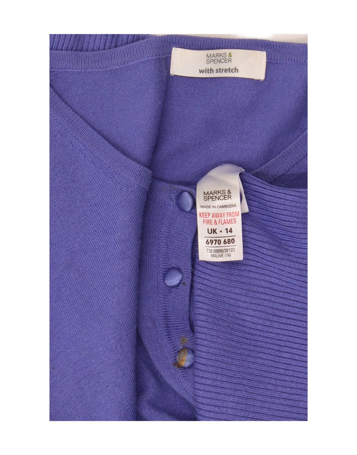Marks & Spencer Womens Crop Cardigan Sweater UK 14 Medium  Purple Viscose