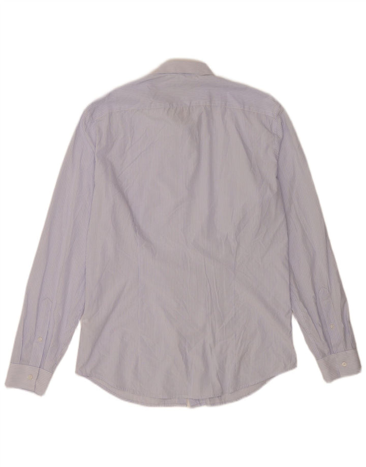 Benetton Mens Shirt Large Blue Pinstripe Viscose