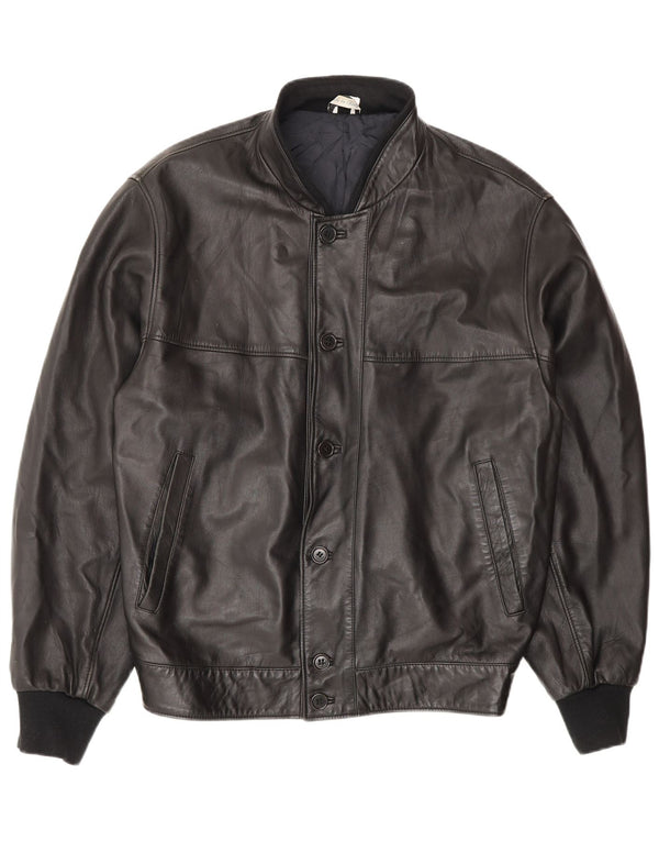 Vintage Mens Leather Jacket IT 48 Medium Black Leather