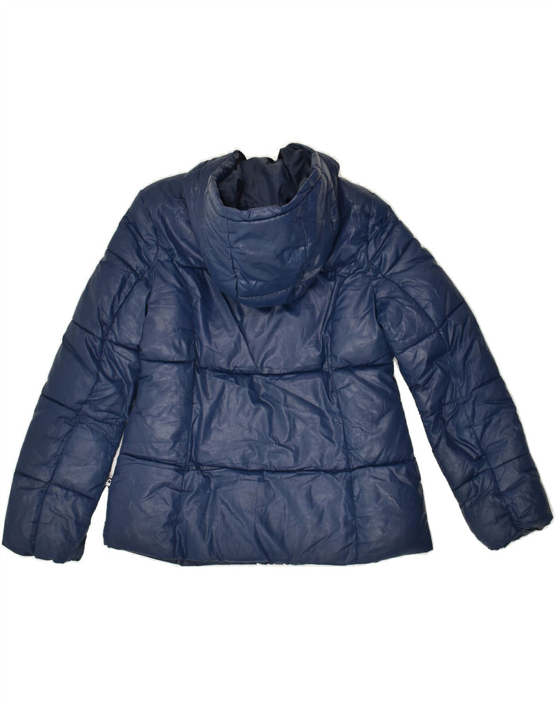 BENETTON Girls Hooded Padded Jacket 8-9 Years Large  Navy Blue Polyester | Vintage Benetton | Thrift | Second-Hand Benetton | Used Clothing | Messina Hembry 