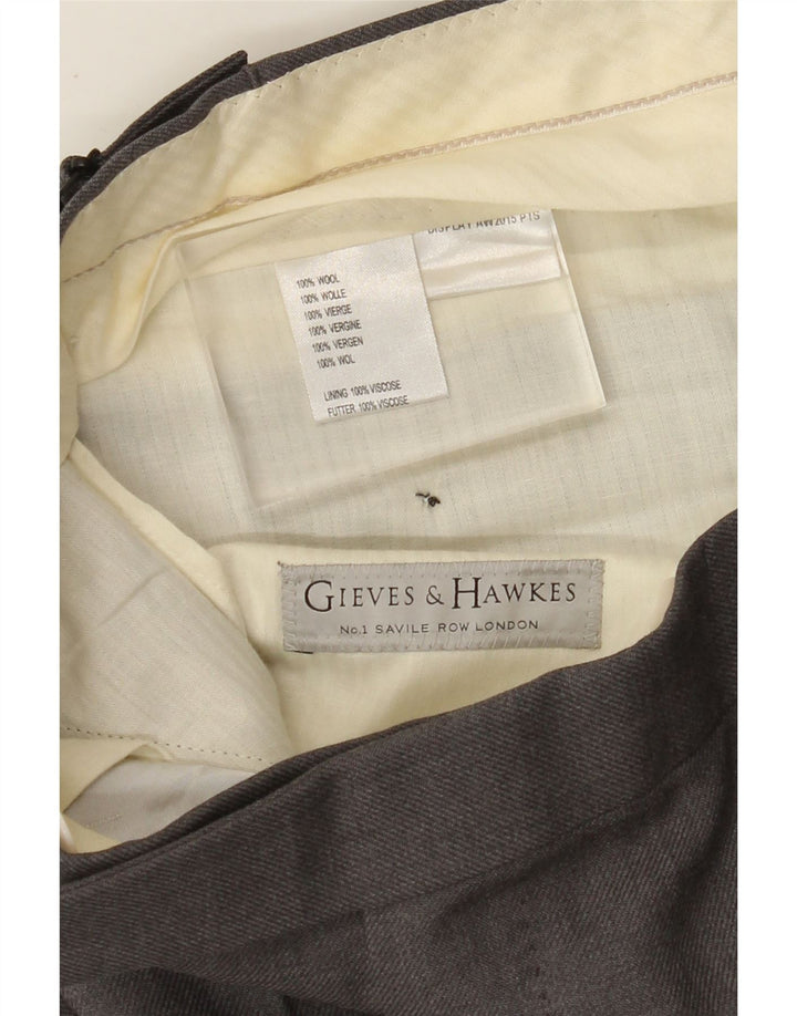 GIEVES & HAWKES Mens Straight Suit Trousers W32 L30 Grey Wool